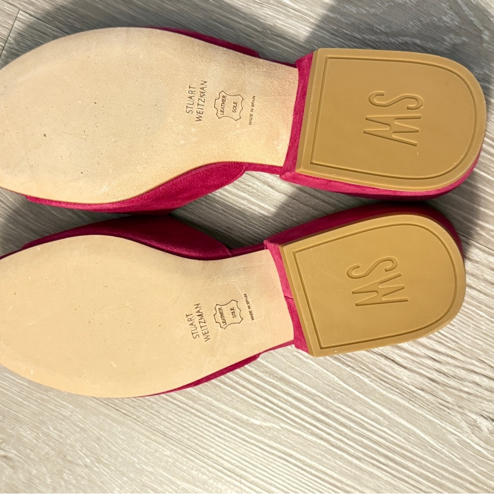 Stuart Weitzman Hot Pink Suede Slide Mules, SIZE 8.5 - Picture 2 of 4